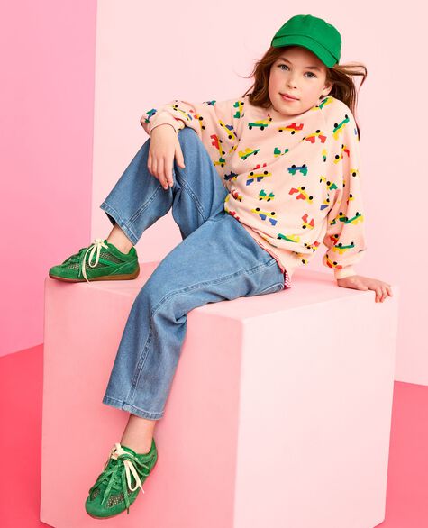 Denim Heart Pocket Barrel Pants